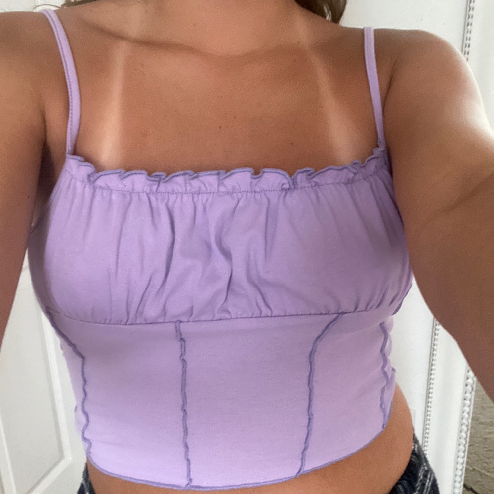 Purple corset-style SHEIN tank top